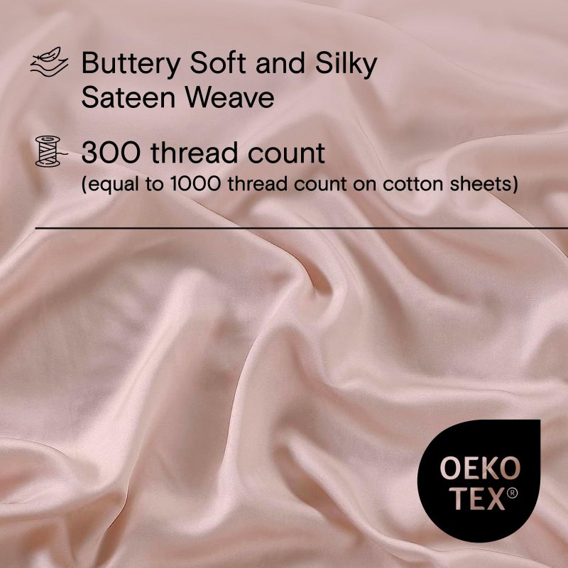 Sijo AiryWeight Tencel Sheet Set, 100% Lyocell Derived from Eucalyptus, Buttery Soft, Architectural Digest Best Cooling Sheets Winner - 3pc - 2 Pillowcases 1 Fitted (Blush, Queen) - Image 3